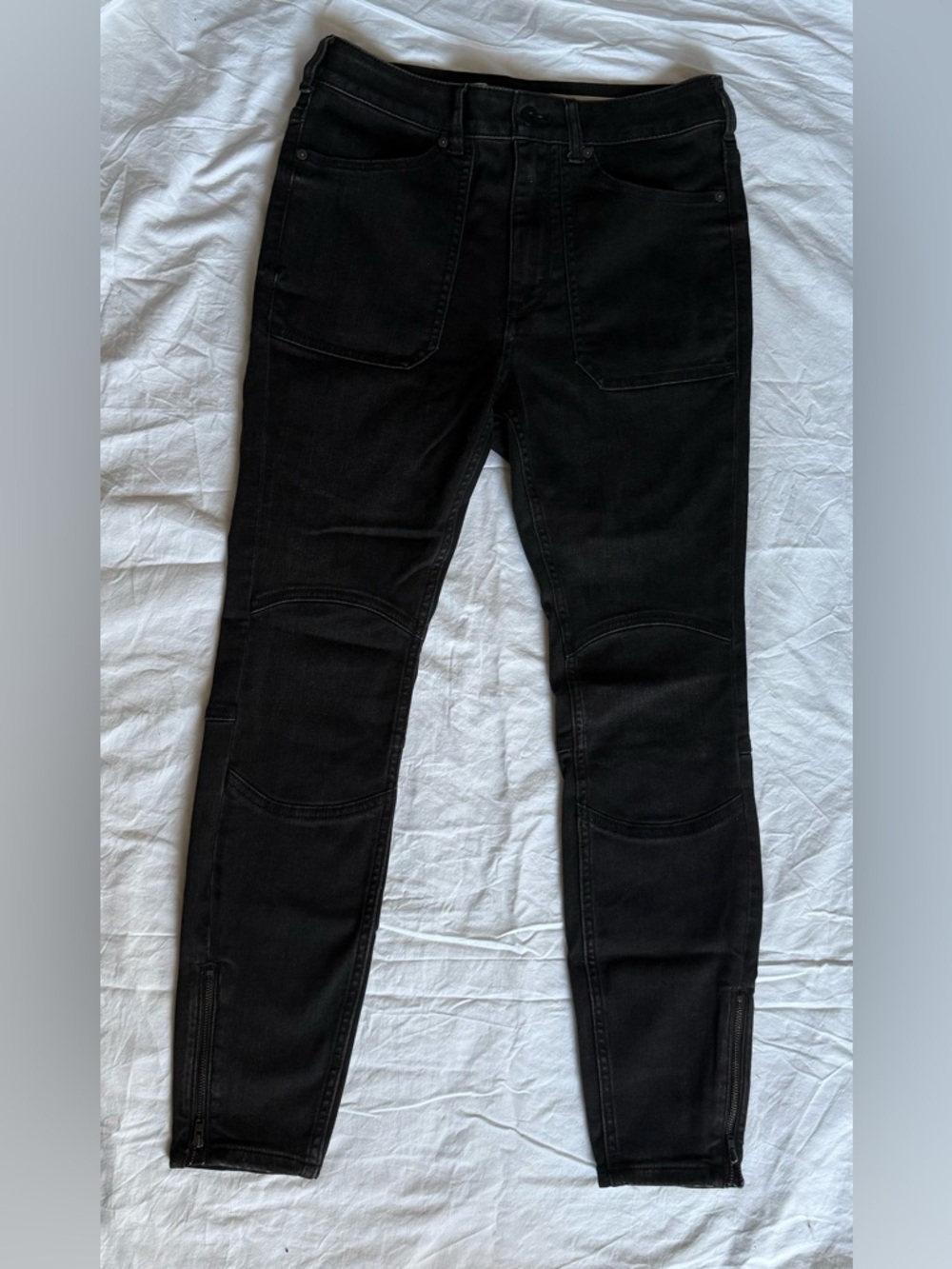 Pilcro and the Letterpress High Rise Black Moto Skinny Jeans Size 30 - Picture 2 of 15